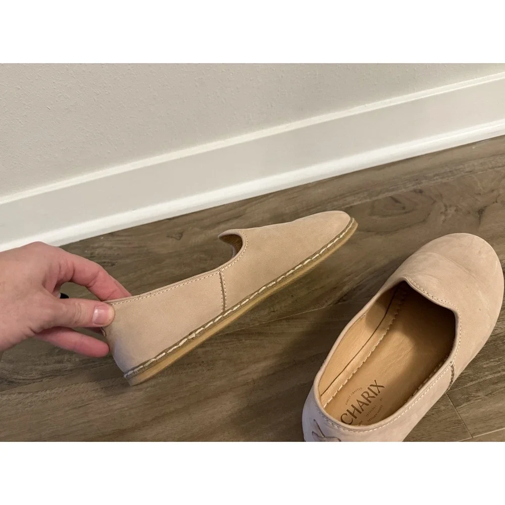 Charix Womens 40 Beige Suede Slip On Loafers Casual Comfort Everyday Style